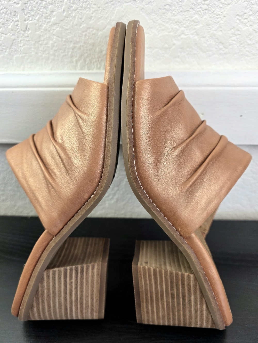 Earth Adara Slip On Dress Sandal, Ruched Mules With Stacked Block Heels - Picture 8 of 16